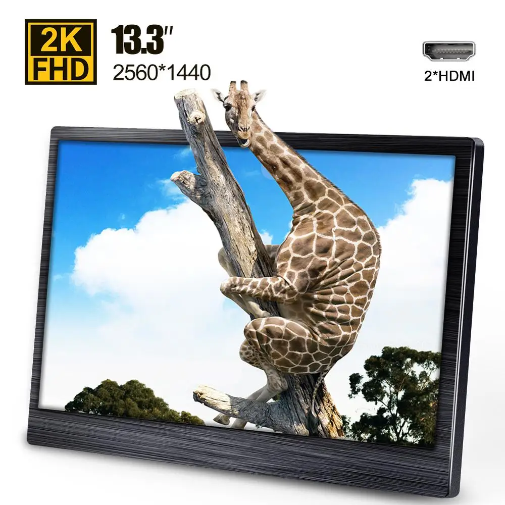 Портативный монитор 13 3 дюйма 2k IPS мониторы для ноутбуков и игр HDMI светодиодный