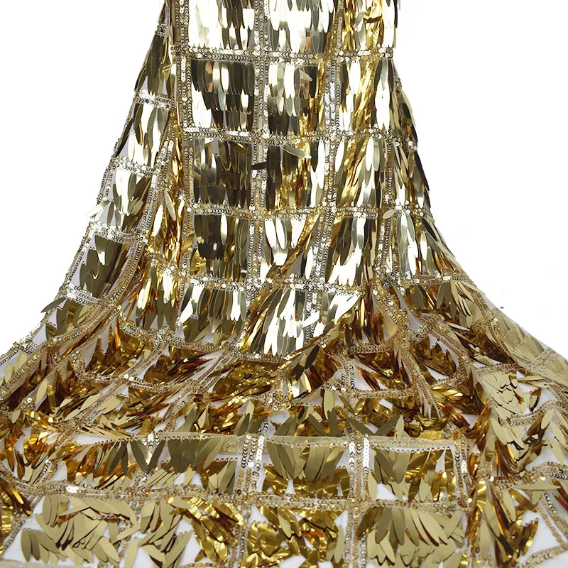 Новый стиль ткань с бахромой и блестками сетчатая вышитая дизайнерский материал