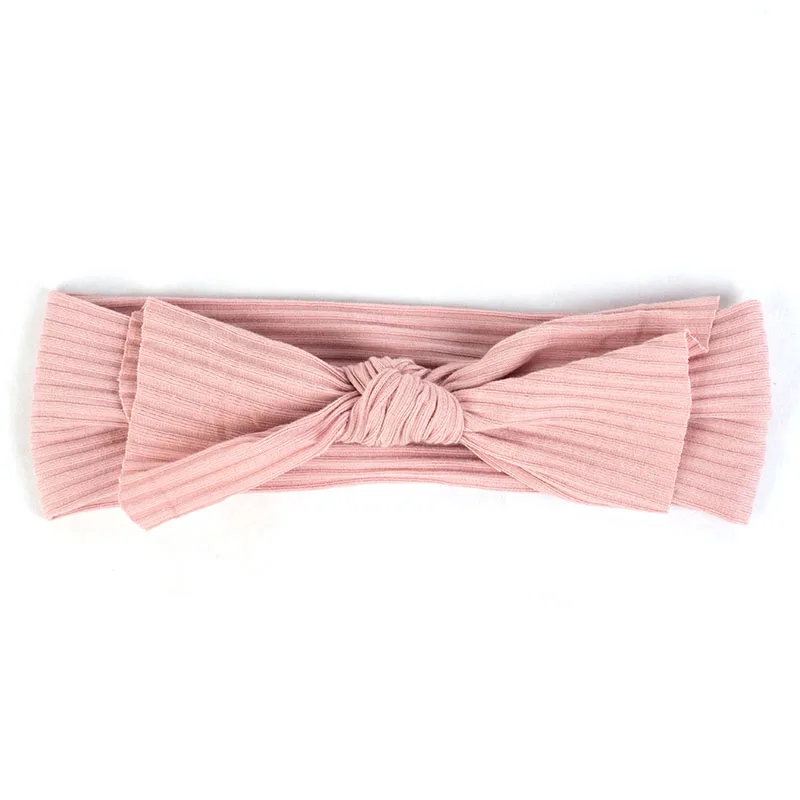 Pink Pink Geebro/ребристая повязка на голову с бантом для маленьких девочек, мягкая эластичная хлопковая повязка для волос, аксессуары, тюрбан, детский головной убор AQ019 - Цвет: Pink Pink