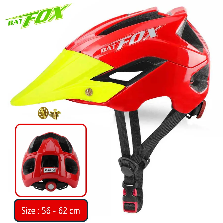 Red-Green BATFOX MTB велосипедный шлем горная дорога велосипедный шлем Мужчины Женщины Оранжевый Велосипед Велоспорт безопасность Спорт на открытом воздухе большой козырек шлем casco - Цвет: Red-Green