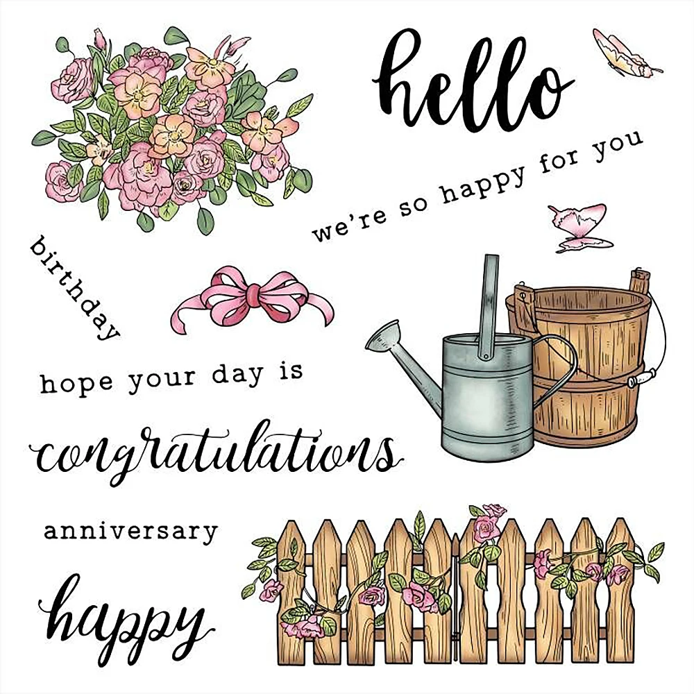 

YIXUAN Flowers Garden Metal Cutting Dies Clear Stamp Set Stencils For Decor DIY Scrapbooking Cards Embossing Template Stamps Die