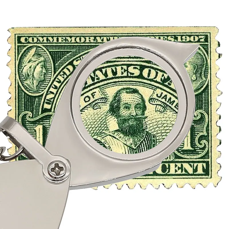 Складной карманный 8X брелок лупа Цинковый ключ из металлического сплава цепная