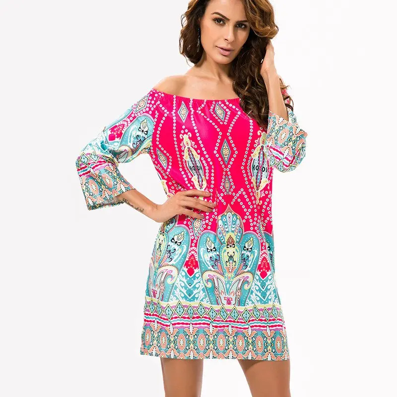 Style Five Модное богемное летнее платье с принтом, Пляжное, винтажное, сексуальное, для женщин, Vestidos Renda, повседневные, для девушек, топы, одежда для женщин, халат, Платья для вечеринок - Цвет: Style Five
