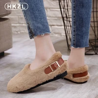 winter shoes womens cotton shoes fashion solid color light mouth bean shoes plus size korean casual and comfort shoes