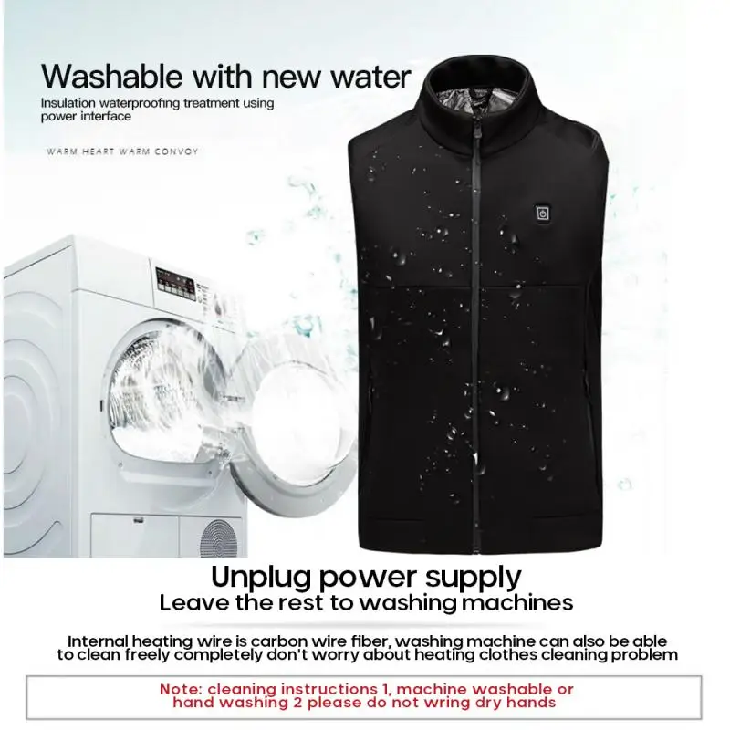 

2 Heating Zones Heating Vest Warm Fleece Slim Men Winter USB Electrical Heated Sleevless Outdoor Waistcoat For Hunting