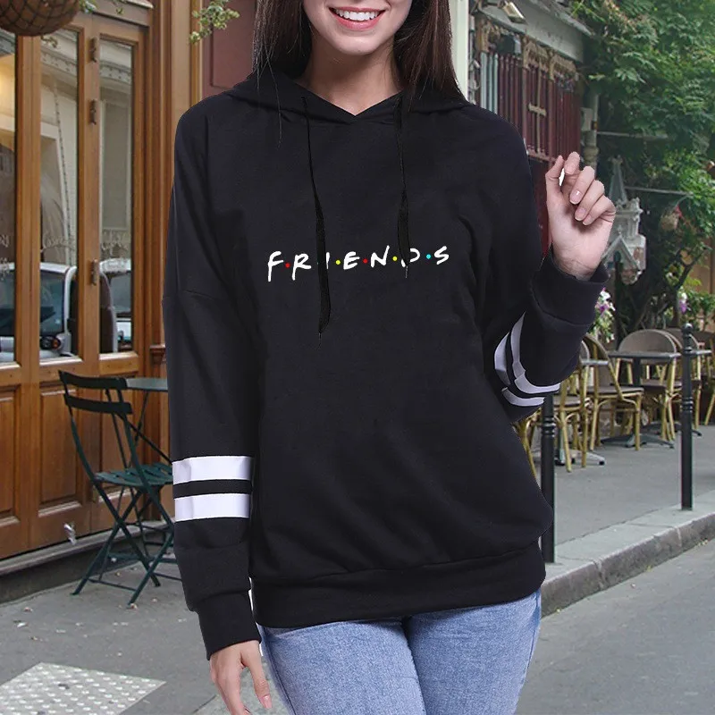 

Women Friends Letter Printed Hoodies Autumn Winter Casual Long Sleeve Hooded Sweatshirts Female Korean Loose Pocket Pullovers