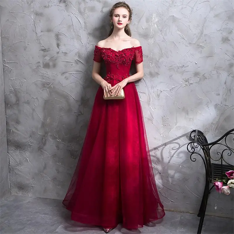 Burgundy Сексуальное Кружевное тонкое платье с открытыми плечами и бисером, улучшенный чёнсам, вечернее платье в китайском стиле, Vestidos, размер S-3XL - Цвет: Burgundy