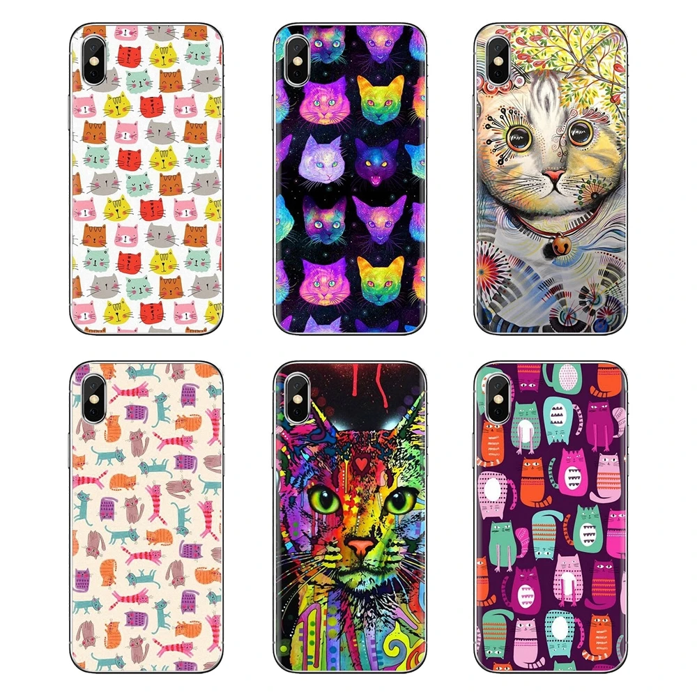 Мягкий чехол-коллаж с красочным рисунком кота для Xiao mi 6 A1 Max x 2 5X 6X Red Note 5 5A 4X 4A A4 4 3