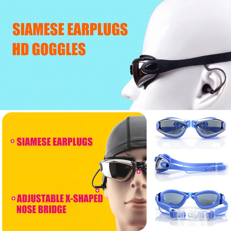 

New Unisex Swimming Goggle Anti-Fog UV Protection Surfing Cap Earplugs Nose Clip Set Adult XD88