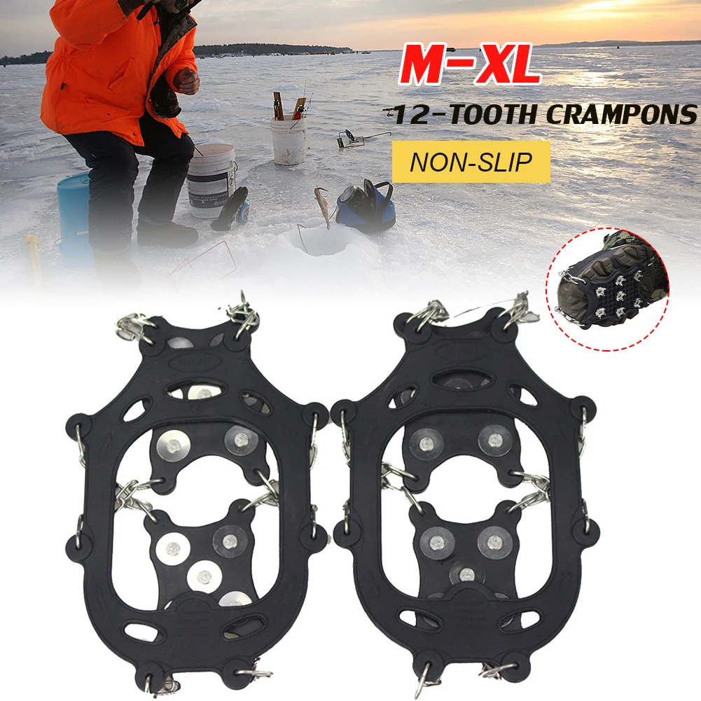 

Outdoor Ice Snow Grips Traction Cleats with 12 Studs Climbing Crampons Anti-Slip Cleats for Winter Hiking Climbing