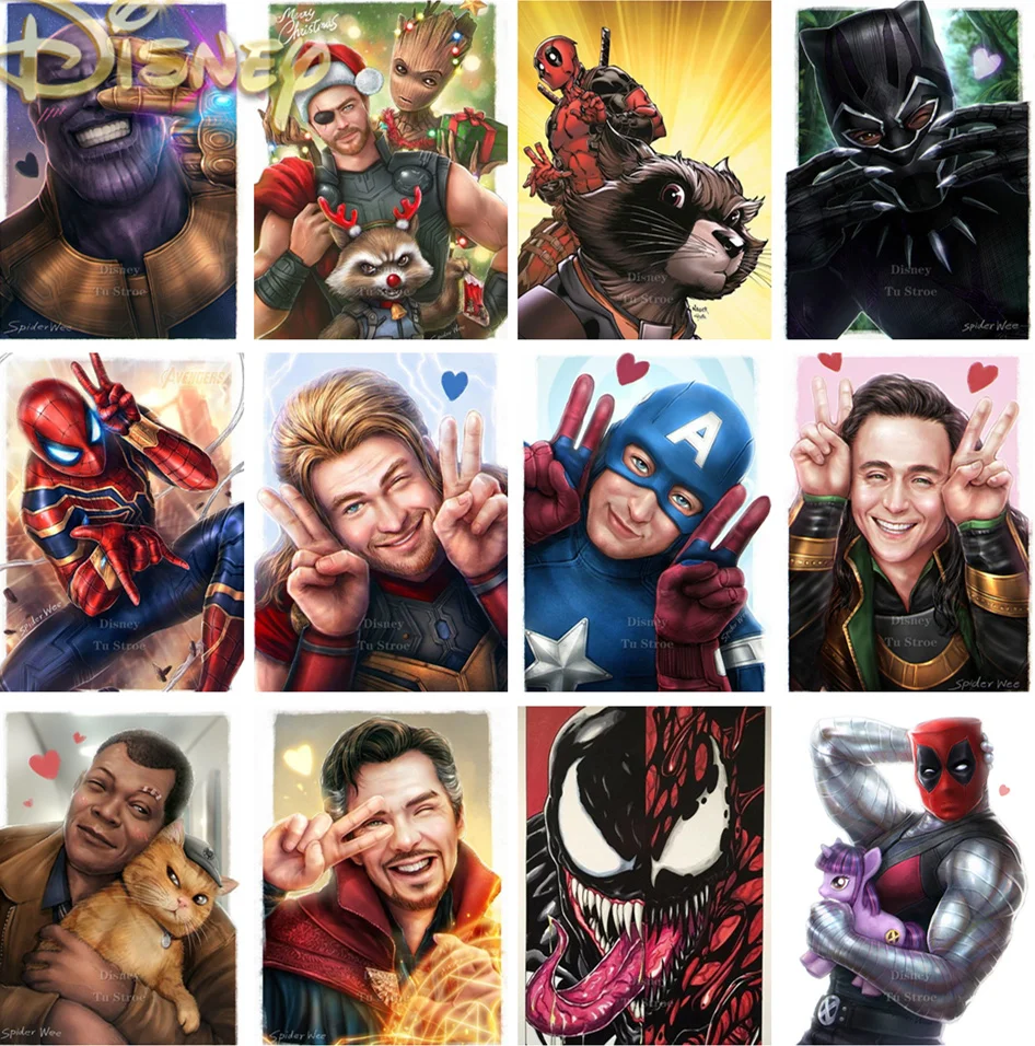 

5d Diy Marvel Comic Diamond Painting Avengers Captain America Iron Man Square Diamond Mosaic Cross Stitch Home Decoration