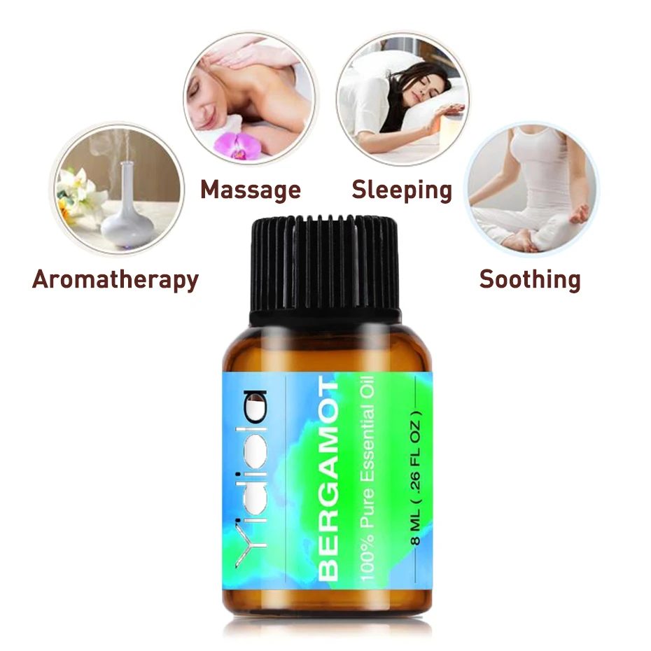 Чистое эфирное масло идиолы 8 мл бергамот для увлажнителя ароматерапии помогает