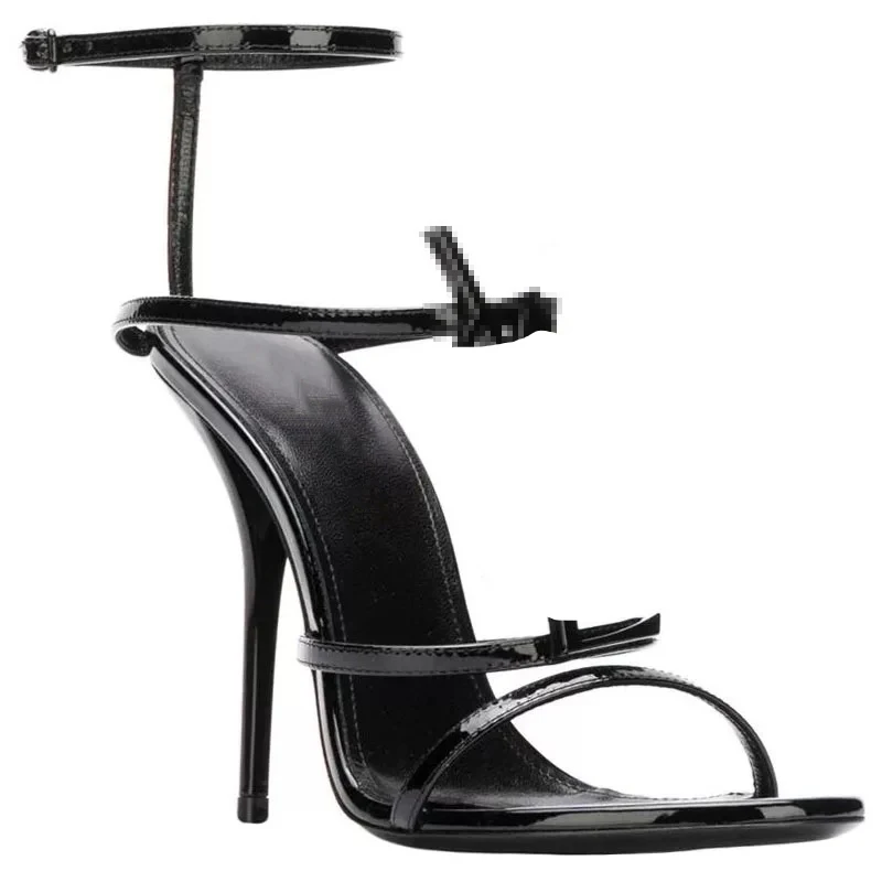 

2021 summer French style word belt women's sandals fashion classic brand metal 8-10cm stiletto open-toe sandals 35-42 women