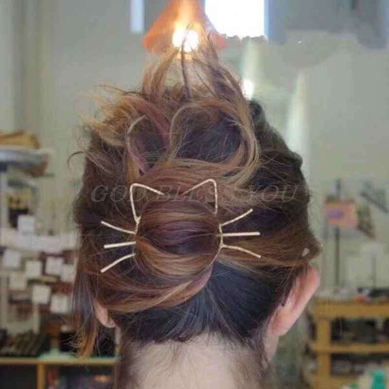 1 шт. Женская Геометрическая заколка для волос в виде кошки с мяком милая