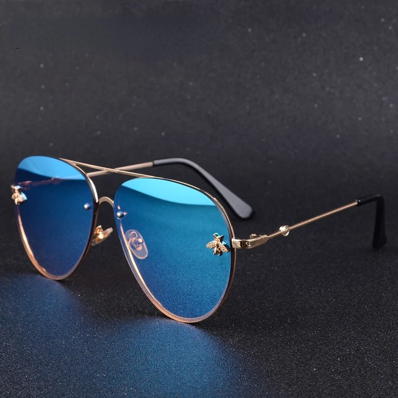 

Luxury Brand Designer Female Rimless Sunglasses AViation Women Sun Glasses Gradient Shades Little bee Lens Ladies UV400 rays