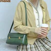 pndme fashion designer original genuine leather ladies shoulder bag casual natural real cowhide womens party lock underarm bag
