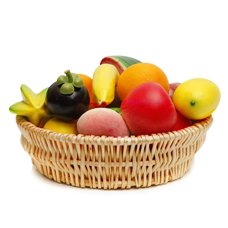 

Hand-Woven Basket, Wicker Basket, Food Serving Basket for Bread, Fruit, Vegetable Storage, Gift Basket