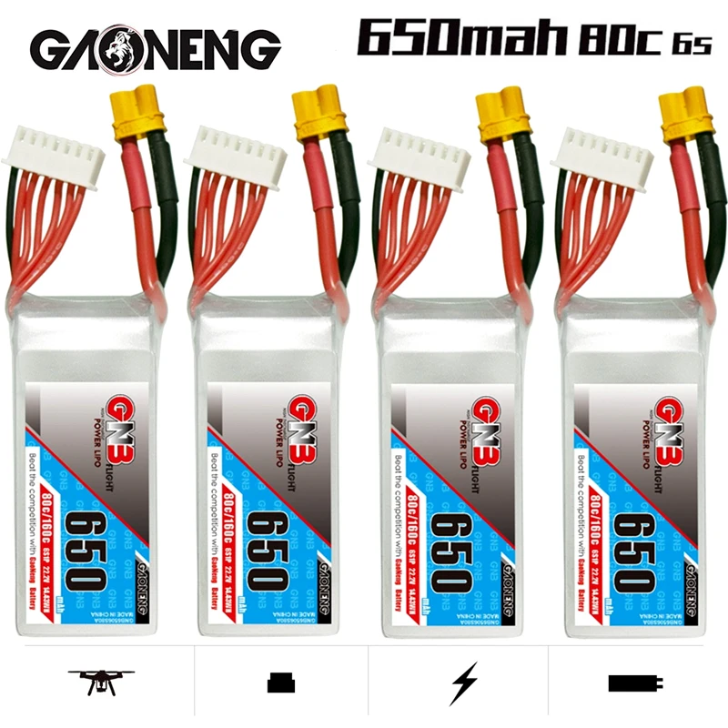 

1-5 шт. литий-полимерный аккумулятор GNB 22,2 в 6S 80C 650 мАч MAX160C с фоторазъемом для FPV гоночного дрона радиоуправляемые модели мультикоптера запчас...