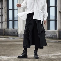 mens wide leg pants spring and autumn new style yamamoto style personality strap dark casual large size nine minutes pants