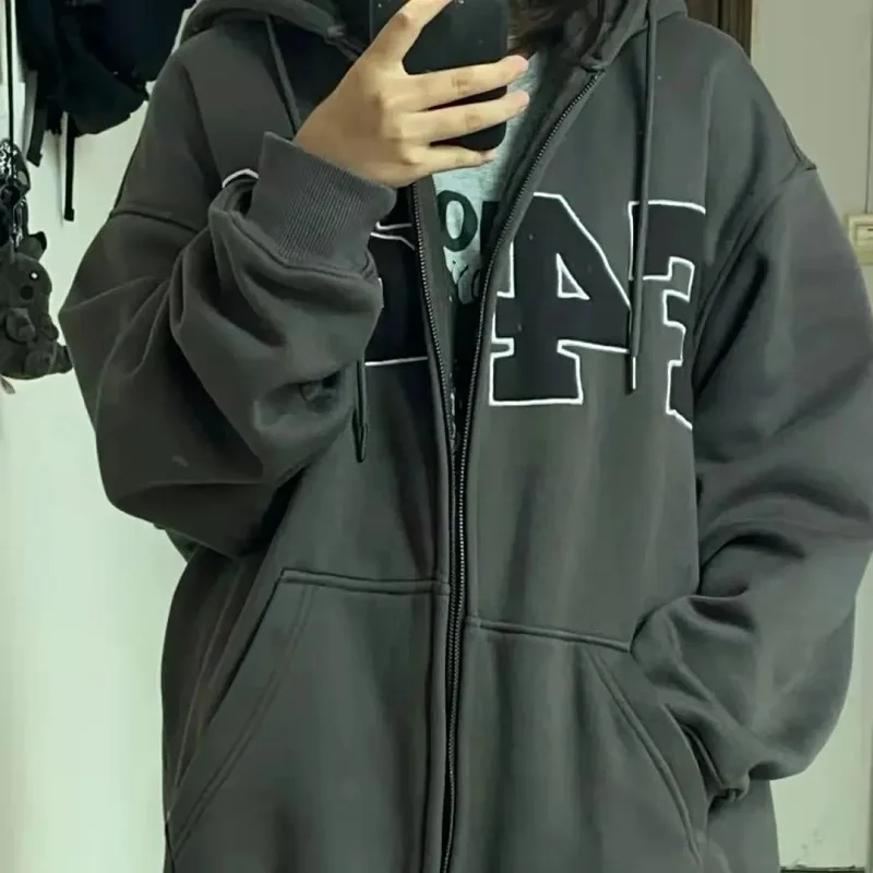 Уличная куртка Y2K в стиле Харадзюку с надписью женский корейский кардиган на