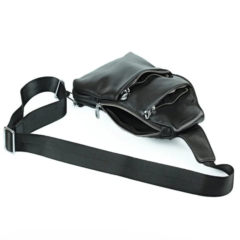 Multi-function Small Sling Genuine Leather Chest Bag Legs Shoulder Bag For Man New Fashion Casual Crossbody Men Messenger Bags