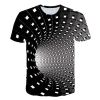 2021 summer new geometric spiral 3d t shirt printing short sleeved round neck pullover men and women essential digital t shirt