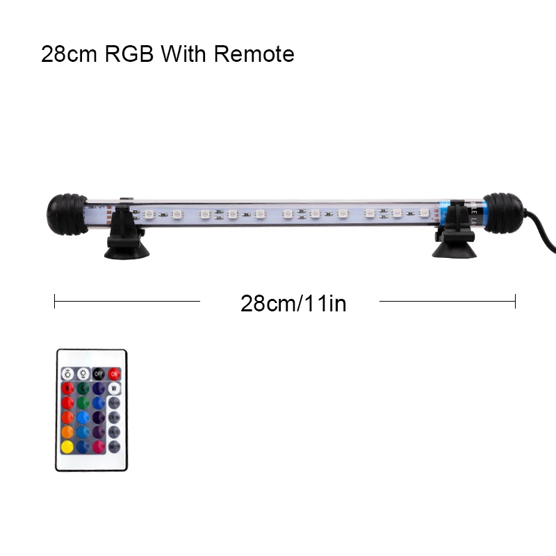 RGB 280mm 220 В AU Мощность штекер rgb-пульт дистанционного аквариумный светильник аквариума Водонепроницаемый 5050 SMD светодиодный бар светильник водных лампа погружной 18-48 см - Цвет: RGB 280mm