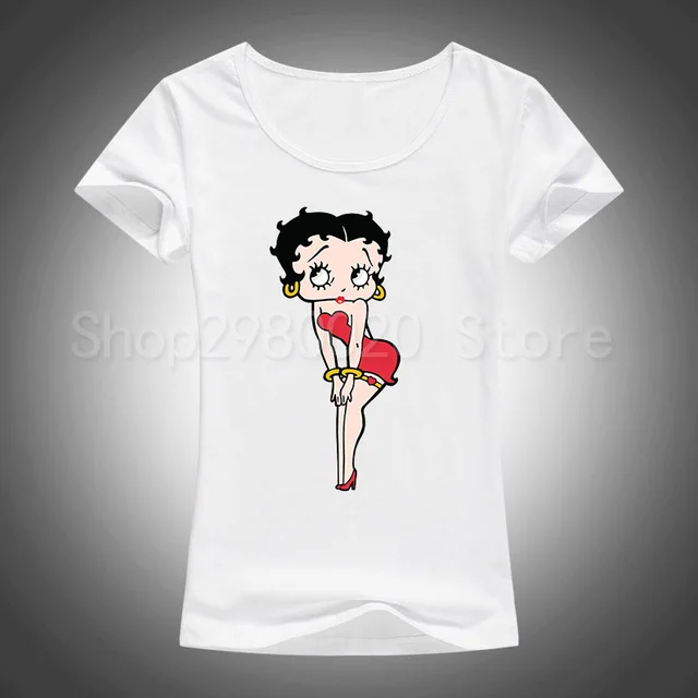 Новая женская футболка Betty Boop, футболка с рисунком Белоснежки/милых животных, Повседневная футболка для женщин/девочек, топы, одежда