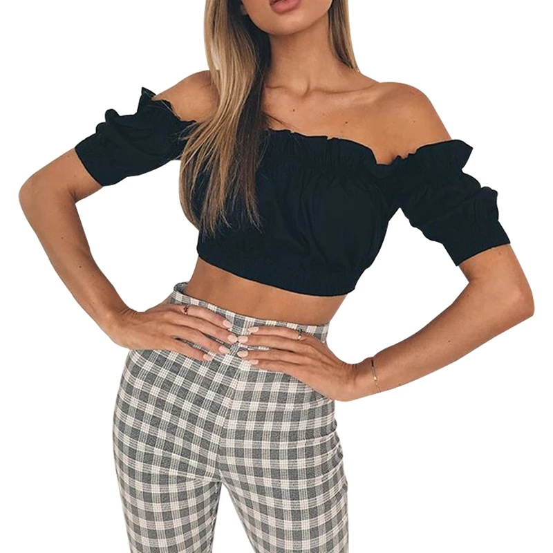 Модные повседневные женские летние розовые белые черные с открытыми плечами