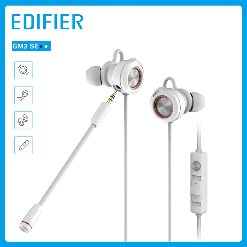White Проводная игровая гарнитура EDIFIER GM3SE с двумя микс, двойные подвижные катушки, наушники, точное акустическое позиционирование, дуговая форма, ушные крылья - Цвет: White