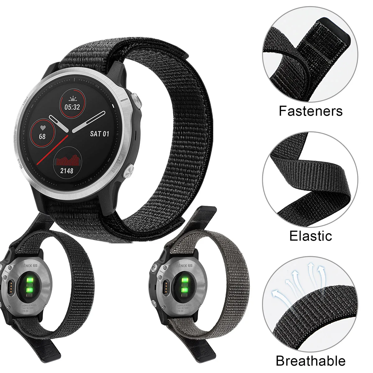 

20mm 22mm Nylon Watch Band For Garmin Fenix 6 6S Pro/Fenix 5 5S Plus Soft Quick Dry Woven Nylon Strap for Garmin 5/Instinc