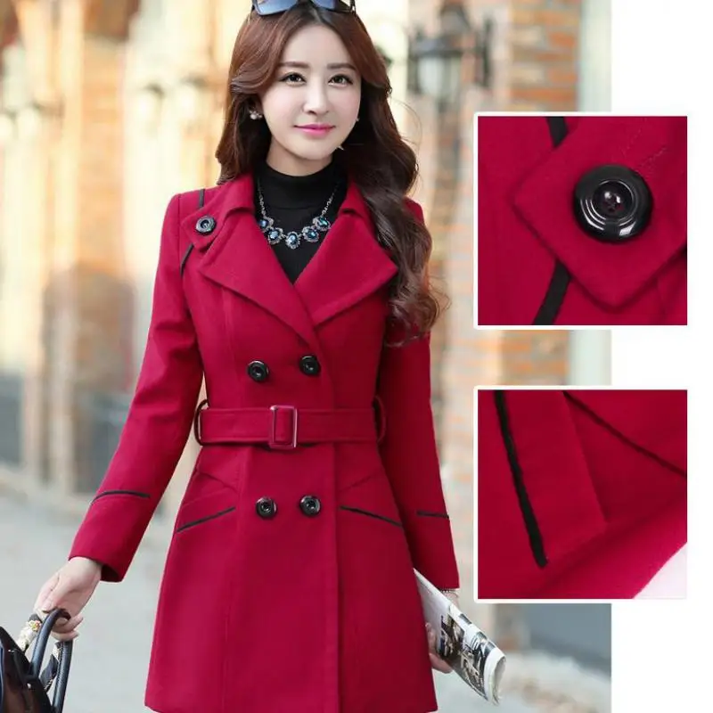 Женский Тренч 2019 зимние шерстяные пальто для женщин двубортное с воротником под