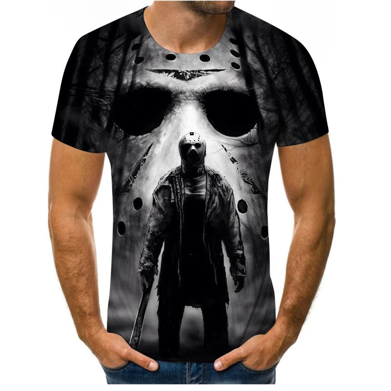 

2021 new men's summer skull printing men's short-sleeved T-shirt 3D printing t-shirt casual breathable funny t-shirt men's cloth