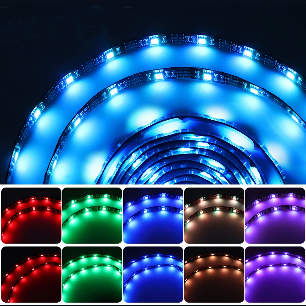 USB Светодиодные ленты светильник DC5V 5050SMD Гибкая Светодиодная лампа RGB 1 м 2 3 4 5