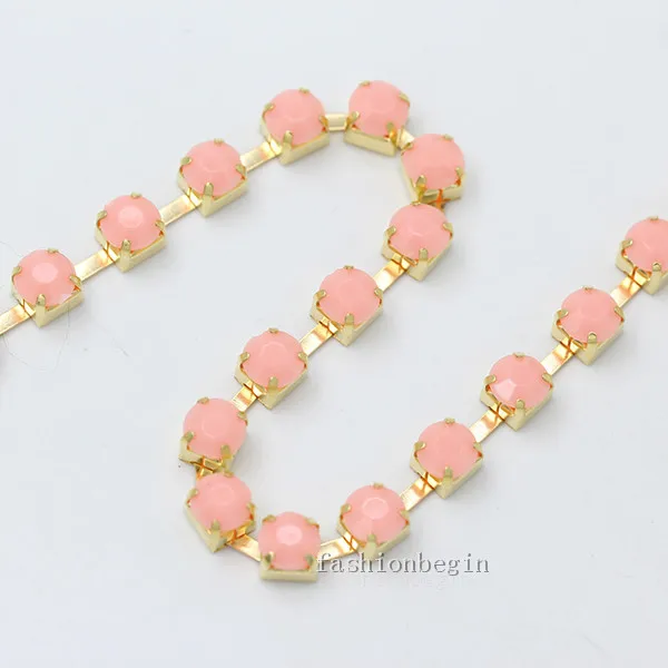 peach 1 ярд ss28 ss38 цветные акриловые хрустальные стразы отделка чашки коготь латунная цепь пришить клей на обрезку DIY Швейные аксессуары ремесла - Цвет: peach