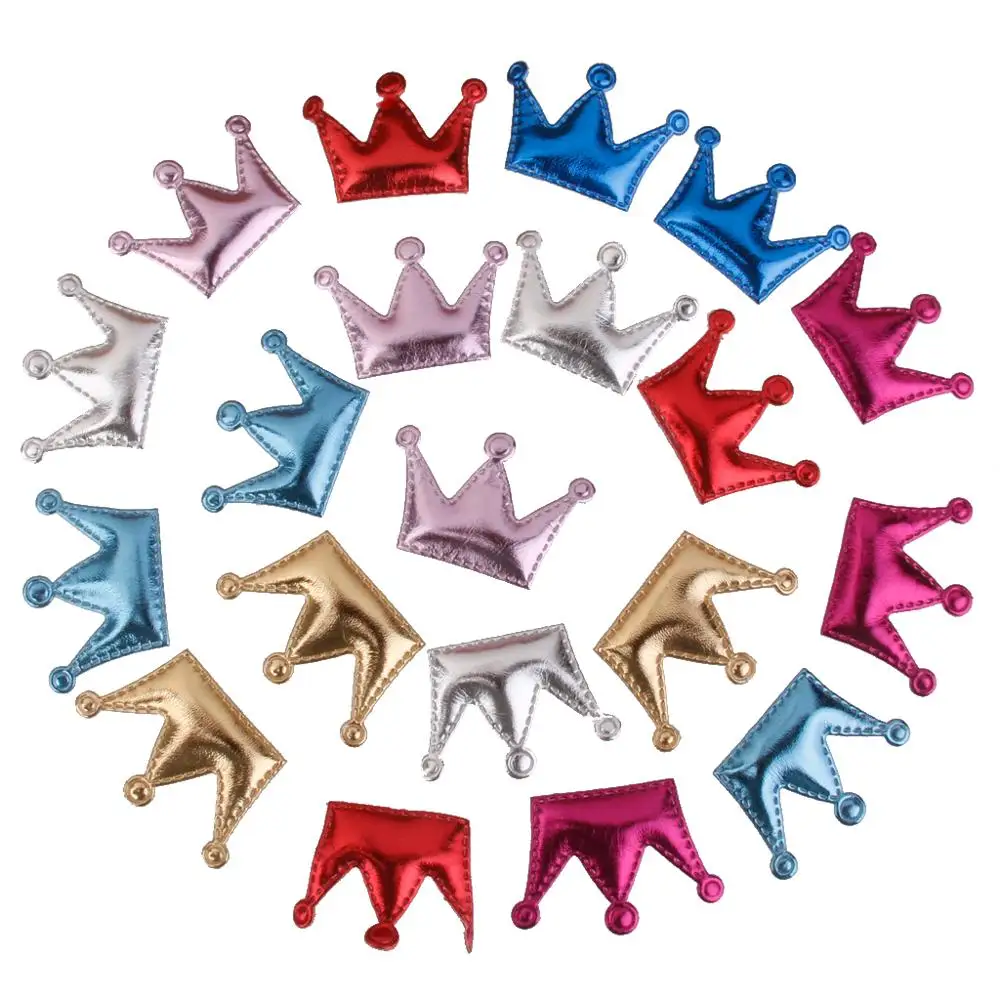 20 шт./УП. Разноцветные заколки для волос из искусственной кожи с короной