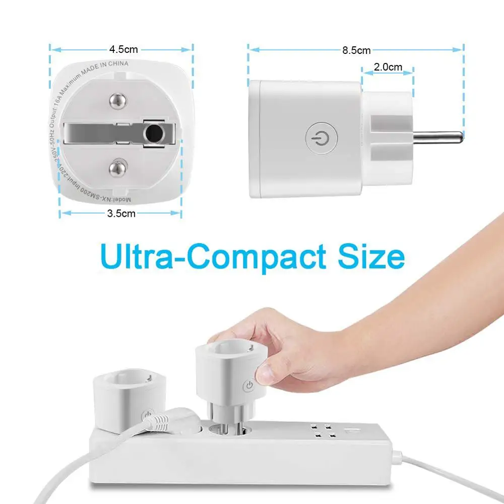 Умная розетка с Wi Fi управлением ЕС таймер 16А контроль энергии голосовое