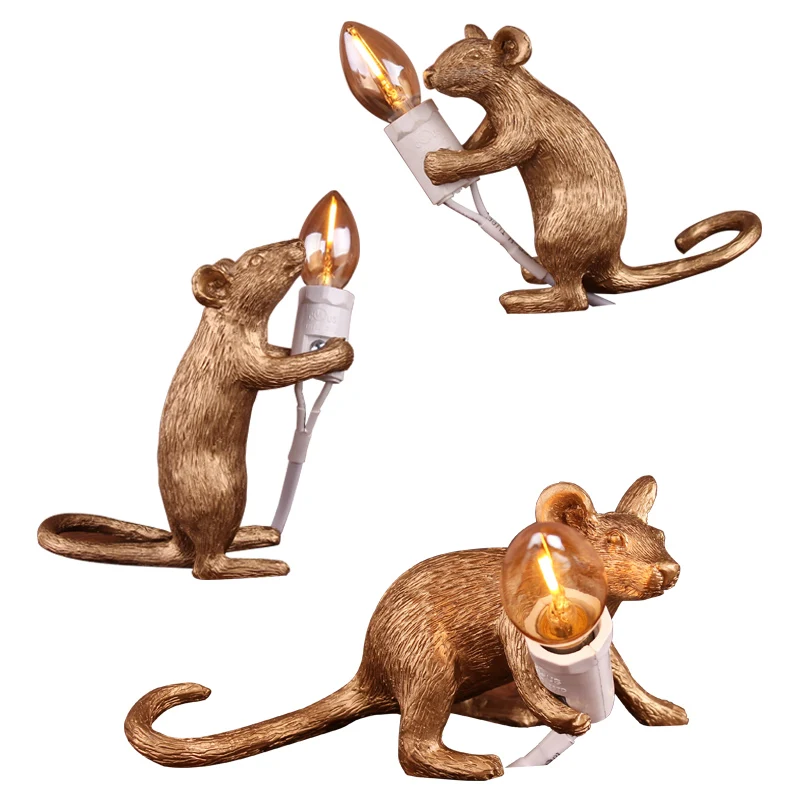 Современная фотолампа настольная прикроватная лампа из смолы крысиная декор E12