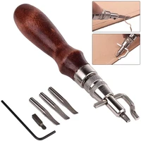 7 in 1 pro leather craft stitching groover skiving edger beveler leather working tools kit adjustable for leathercraft work