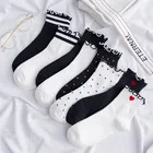 Носки frilly с рюшами, милые женские белые уличные носки в Корейском стиле, хлопковые носки для женщин, женские носки