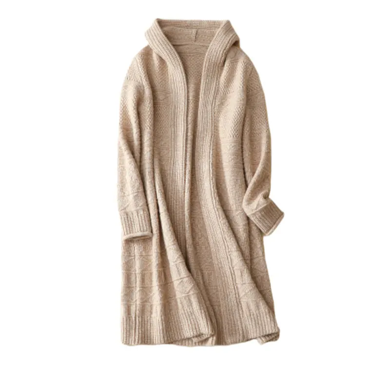 Зимняя Новинка Толстая вязаная теплая 100% кашемировая Верхняя одежда длинные