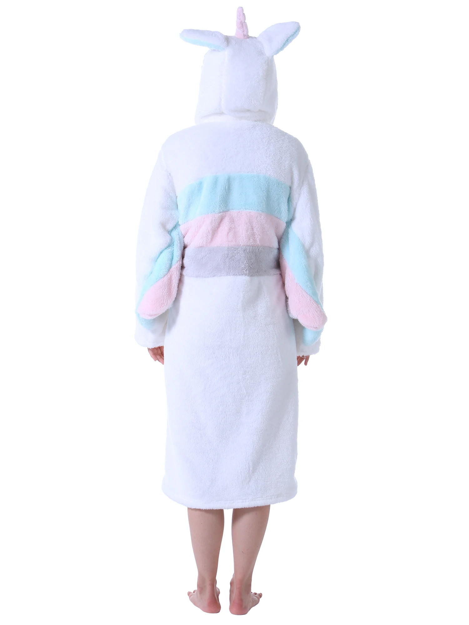 Women Robe Adult Animal Bathrobe Flannel Hooded Home Pajamas Soft for Cosplay RobeCartoon Animal Flannel Women Hooded Bathrobe