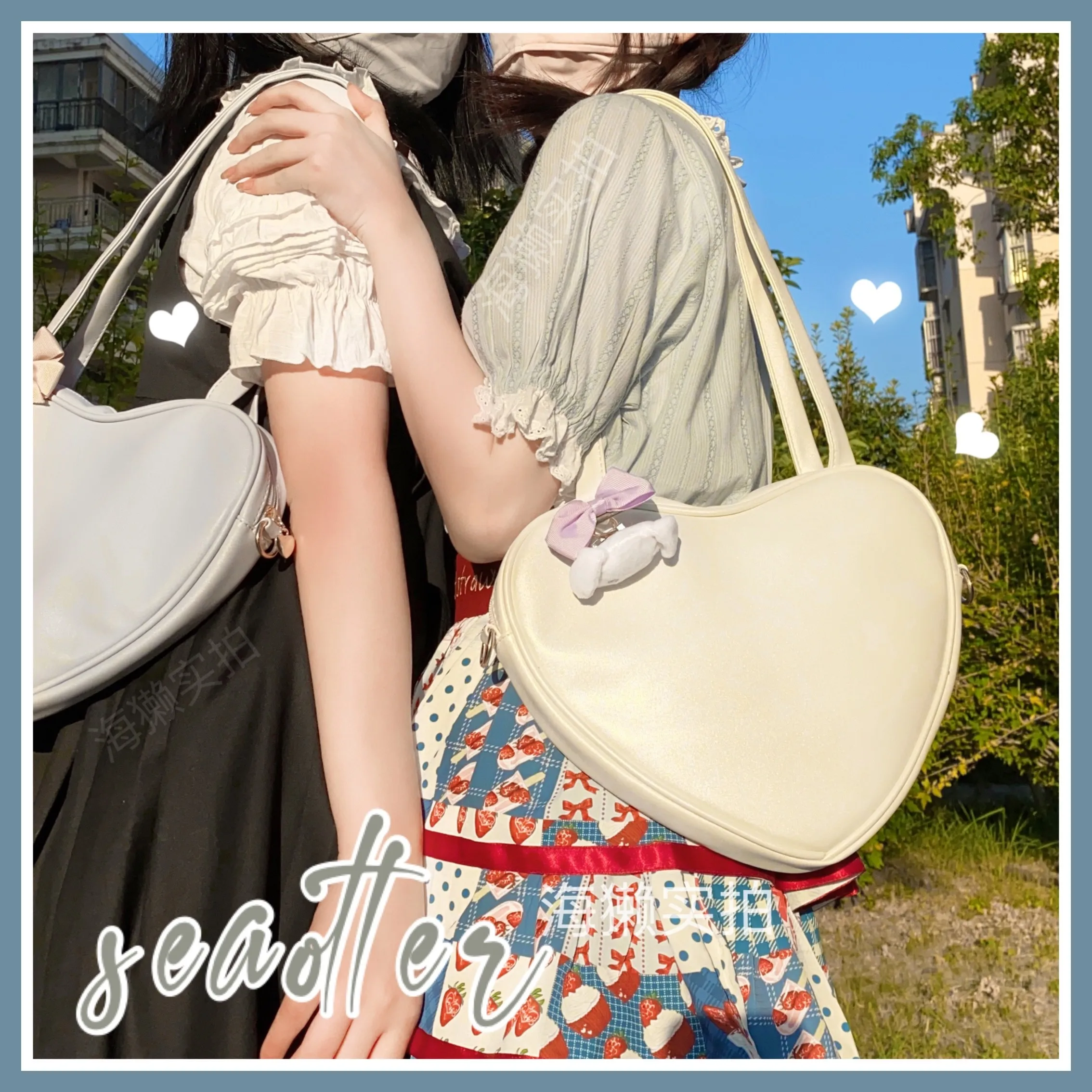 

Original Pancake Love Bag Cute Lolita Maiden All-match JK Uniform Bag Soft Sister PU Fashion Handbag Sweet Single-shoulder Bag