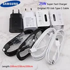 Оригинальный супербыстрый зарядный адаптер для Samsung Galaxy Note 10, 25 Вт, зарядное устройство PD 100 см, кабель USB C-USB C для S20 Ultra S20 + A71 A91
