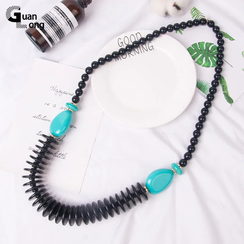 Длинные ожерелья Guanlong из смолы для женщин 2020 Акриловые Модные чокеры бисера