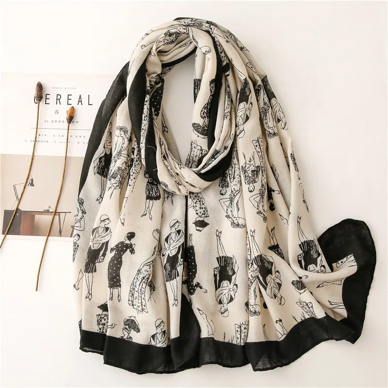 

2022 brand spring women scarf fashion print cotton feeling Viscose hijabs scarves for ladies shawls and wraps pashmina stoles