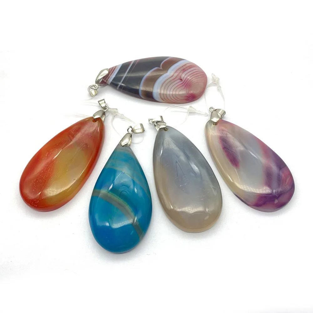 1pcs Agate Pendant DIY Women Necklace Delicate Jewelry Accessories Trendy Jwellery Water Drop Shape Colorful Natural Stone Charm |