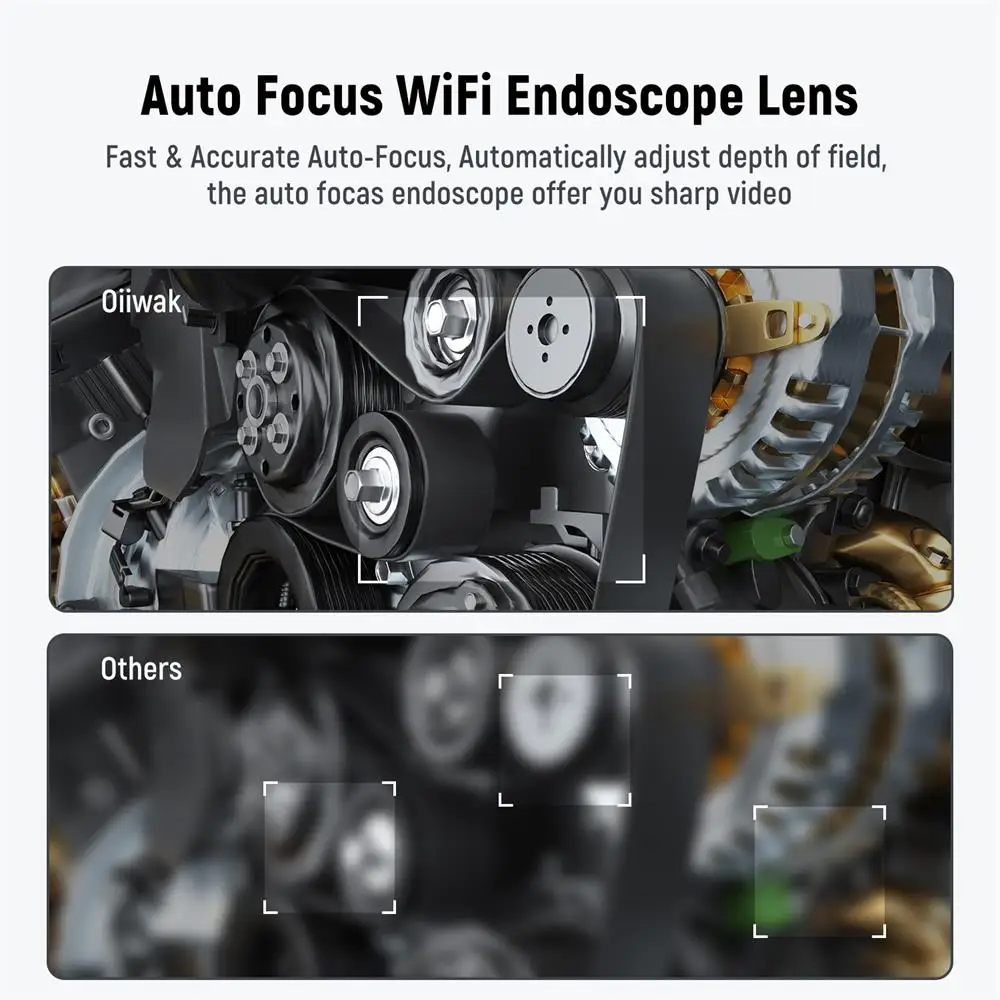 Мини-камера-эндоскоп Oiiwak Wi-Fi 5 МП автофокус объектив 1944P 14 мм |