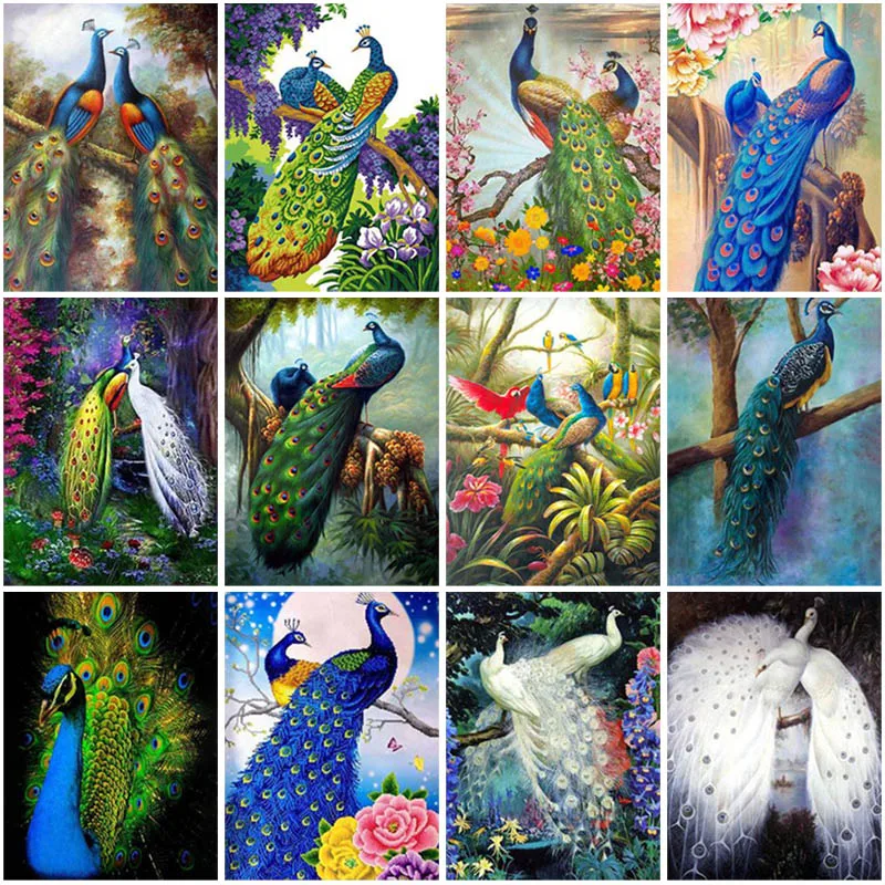 

Diy Peacock 5D Diamond Painting Full Square Rhinestone Kit Diamond Embroidery Animal Mosaic Needlework Home Decor Wall Art Gift