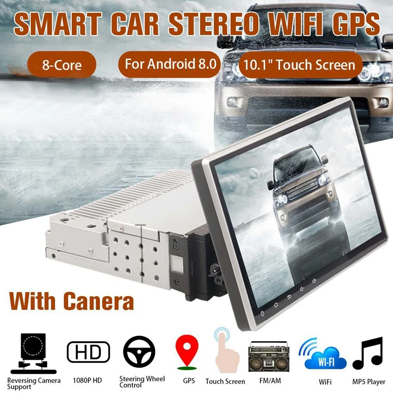 10 1 дюймов Android 8 0 1Din автомобиля 4-х ядерный стерео радио GPS навигации WI-FI Bluetooth RDS